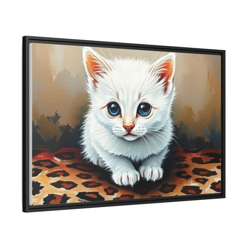 Canvas Print - White Kitten on Leopard Print Surface Wall Art - Image 35