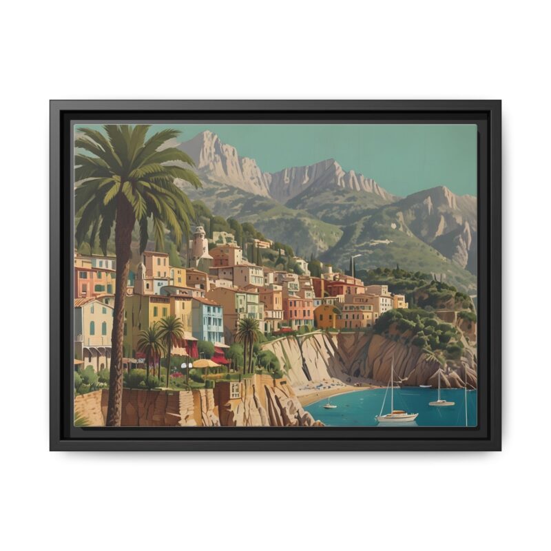 Canvas art of Sun-Drenched Italian Riviera Poster with Sailboats and Palm Trees - Image 14