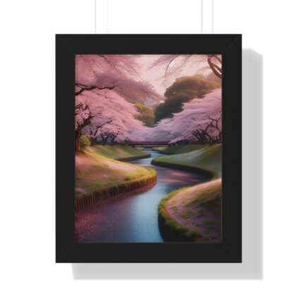 Stunning Canvas Wall Art of Cherry Blossoms Over a Peaceful Stream for Living Room and Office Décor"