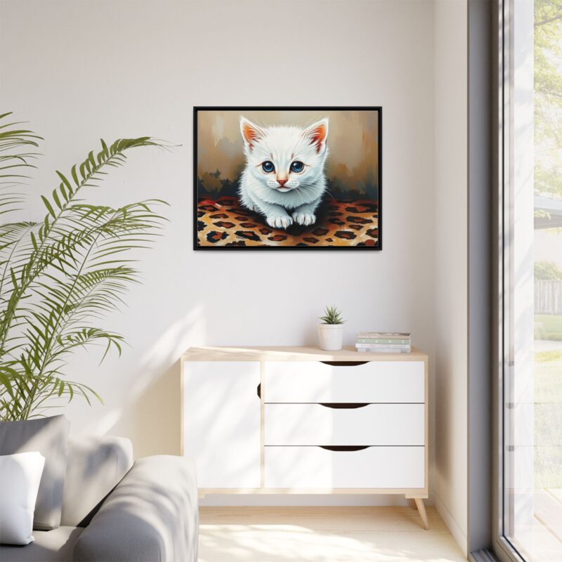 Canvas Print - White Kitten on Leopard Print Surface Wall Art - Image 4