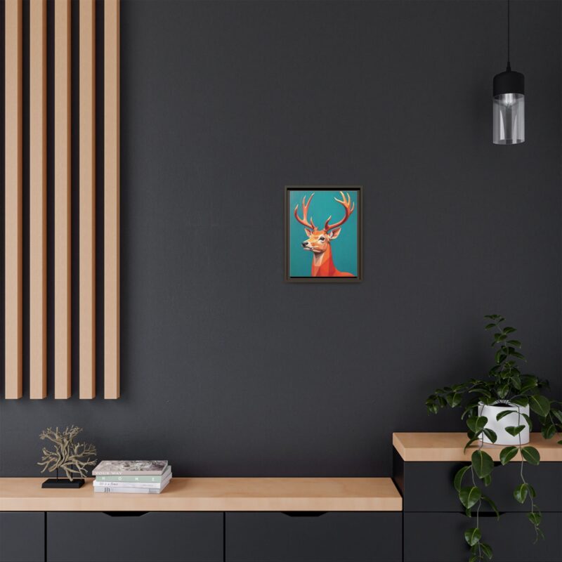 Canvas Art - Low-Poly Deer in Orange, Red, and Pink on Teal Blue Background - Image 40