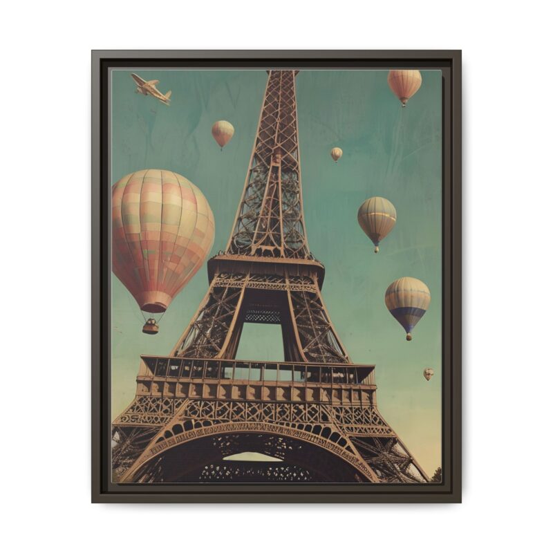 Vintage Paris Travel Canvas art with Hot Air Balloons and Street Lamps - Image 62