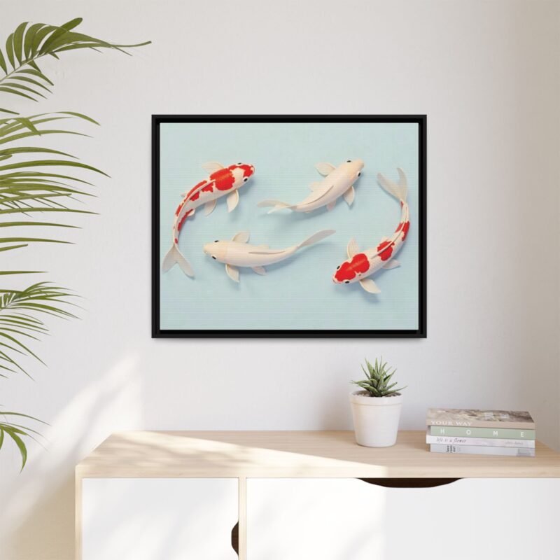 Canvas Print - Colorful Koi Fish Swimming in Minimalist Style - Image 124