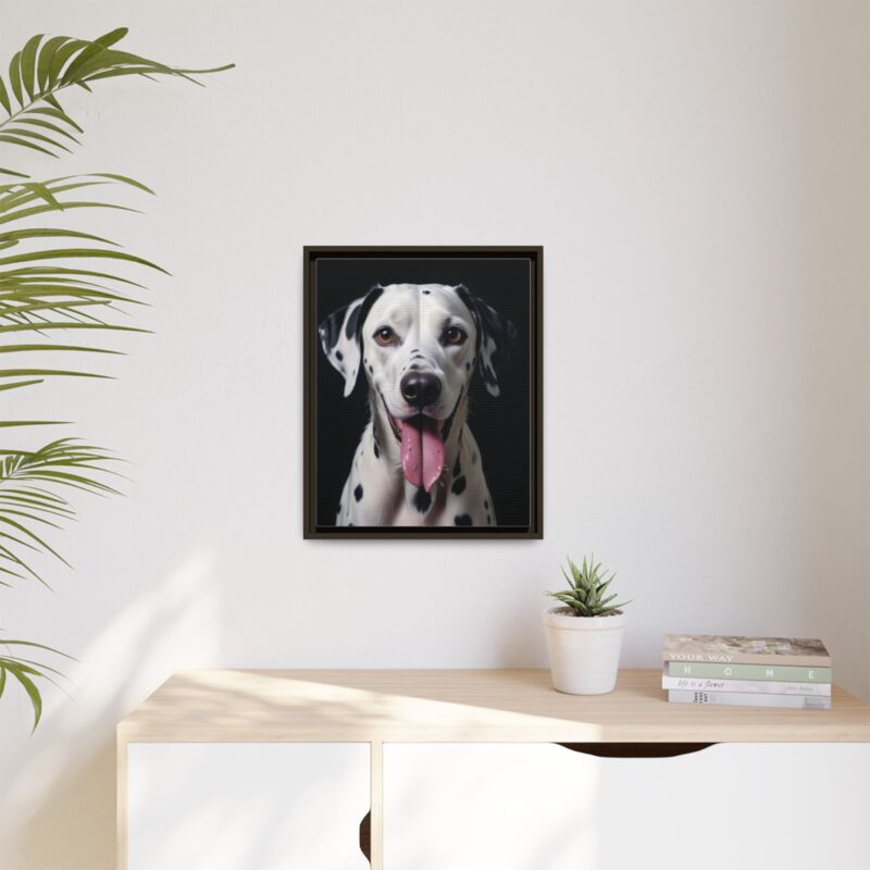 Canvas Art print features a detailed oil painting of a Dalmatian dog with a playful pink tongue sticking out - Image 60