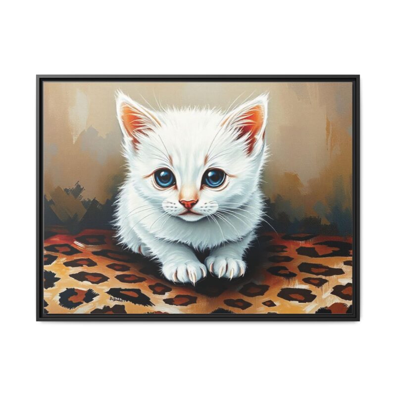 Canvas Print - White Kitten on Leopard Print Surface Wall Art - Image 2