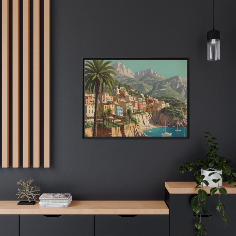 Canvas art of Sun-Drenched Italian Riviera Poster with Sailboats and Palm Trees - Image 36