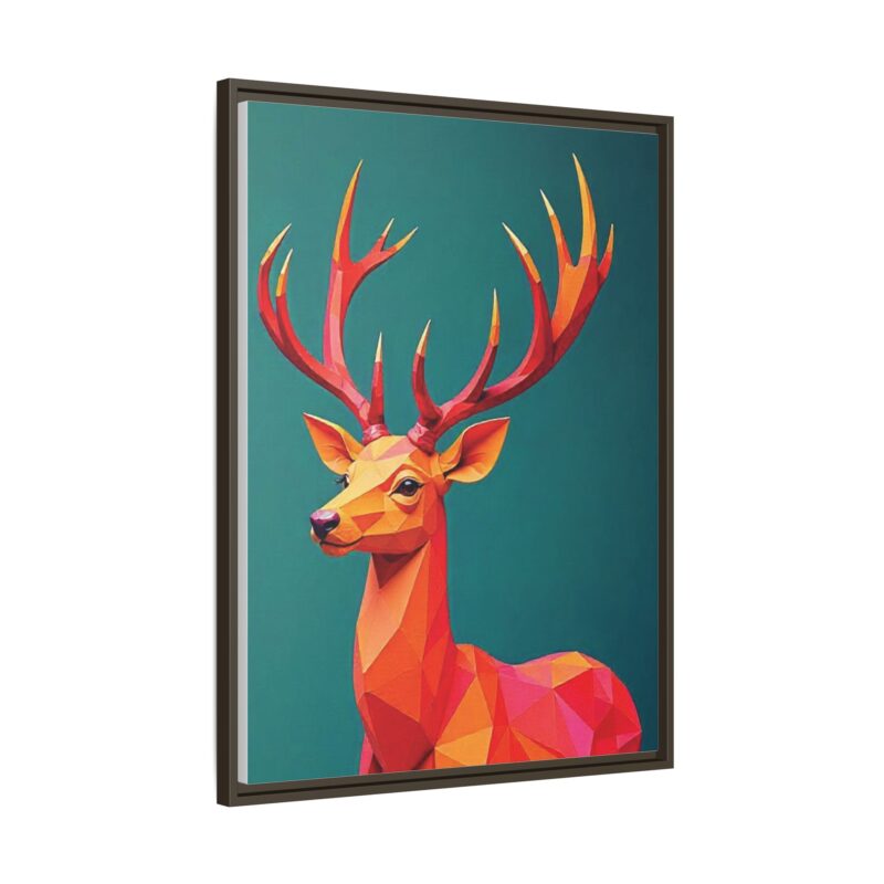 Canvas Art Print - Low-Poly Deer in Warm Tones on Teal Blue Background - Image 70
