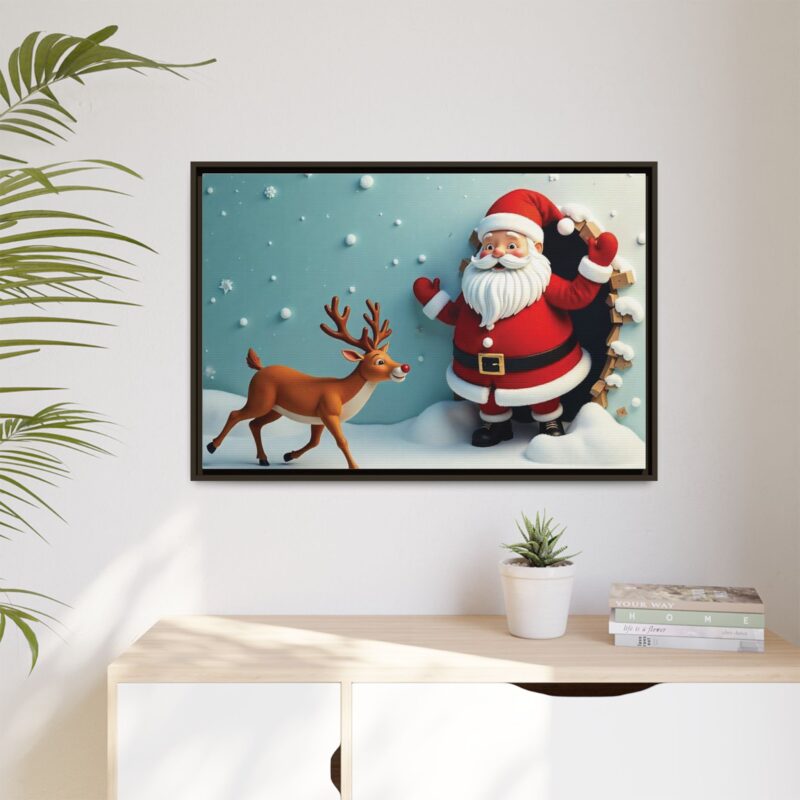 Canvas Wall Art 3D Santa Claus & Reindeer Illusion - Image 95