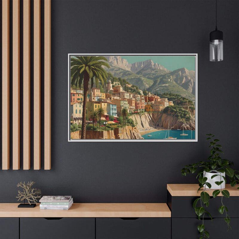Canvas art of Sun-Drenched Italian Riviera Poster with Sailboats and Palm Trees - Image 120