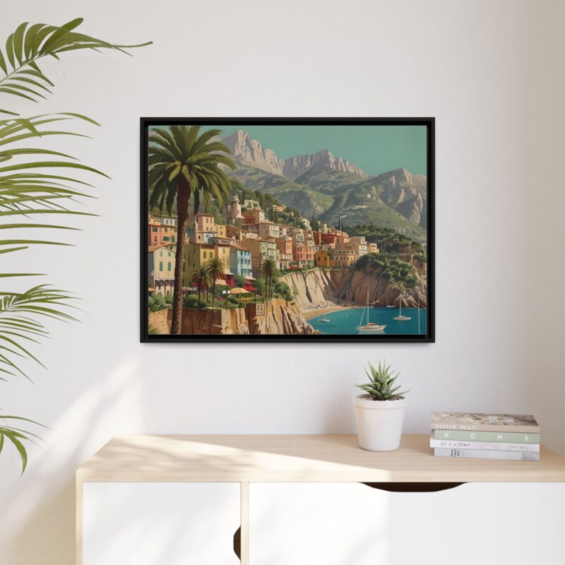 Canvas art of Sun-Drenched Italian Riviera Poster with Sailboats and Palm Trees - Image 25