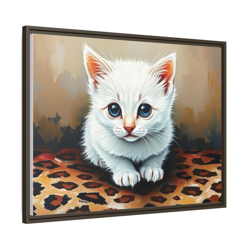 Canvas Print - White Kitten on Leopard Print Surface Wall Art - Image 97