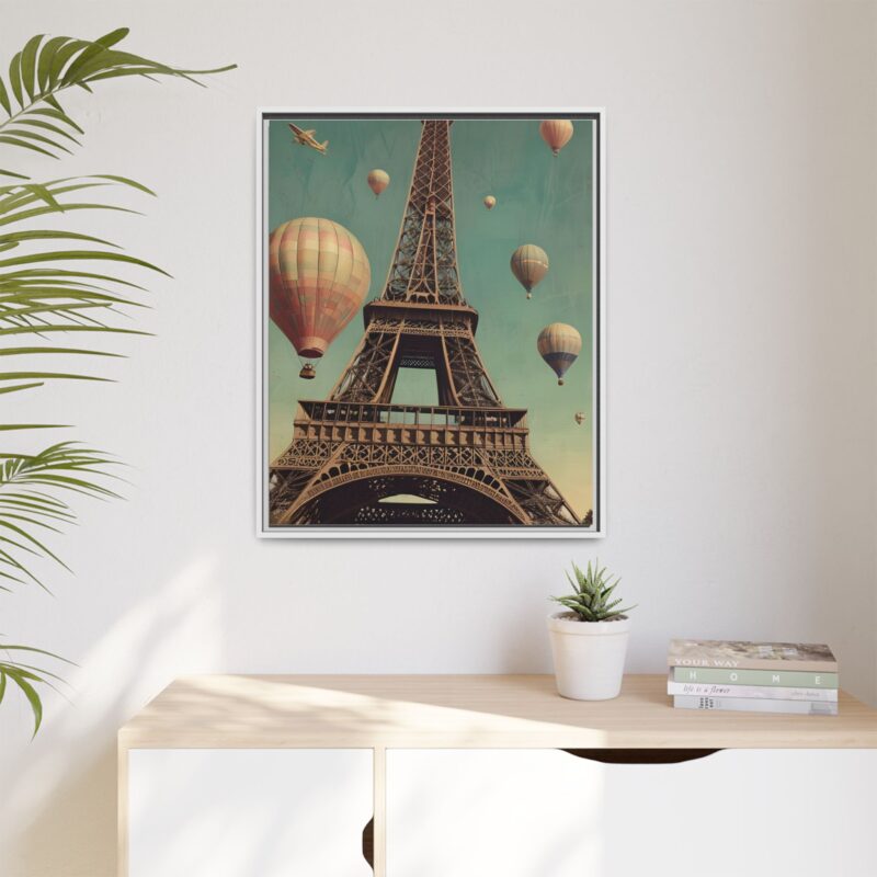 Vintage Paris Travel Canvas art with Hot Air Balloons and Street Lamps - Image 125