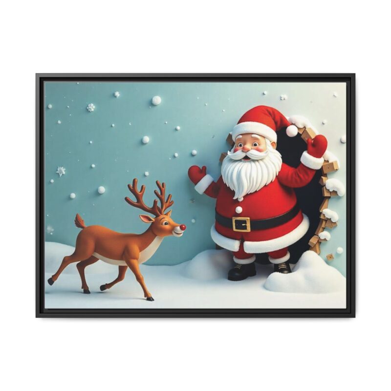 Canvas Wall Art 3D Santa Claus & Reindeer Illusion - Image 30