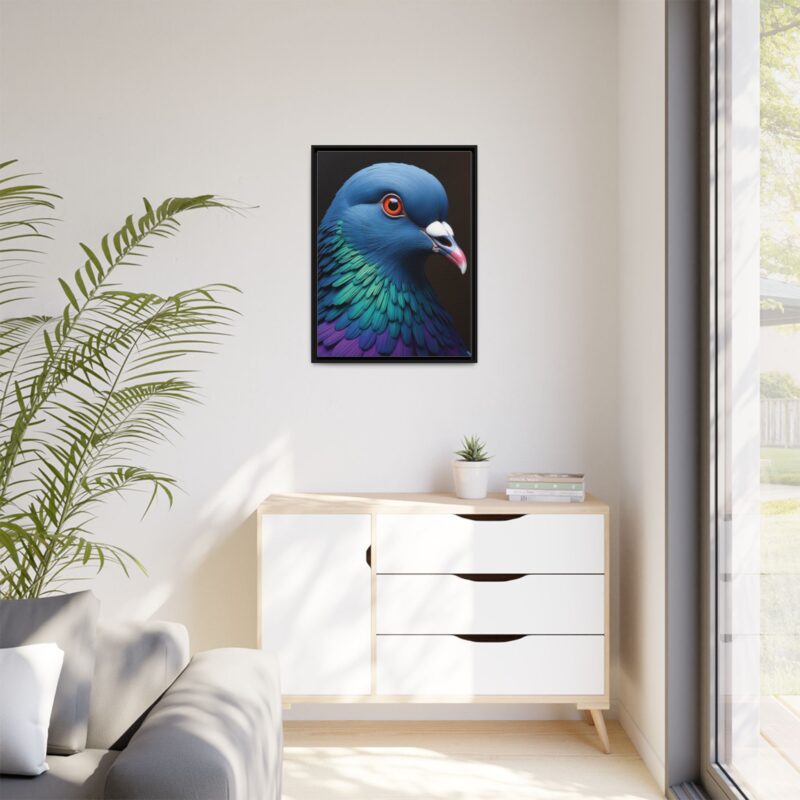 Canvas Print featuring a close-up portrait of a colorful pigeon - Image 25