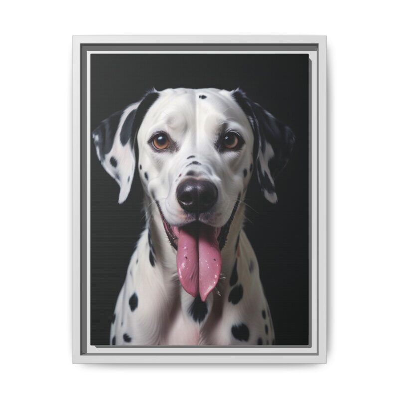 Canvas Art print features a detailed oil painting of a Dalmatian dog with a playful pink tongue sticking out - Image 54