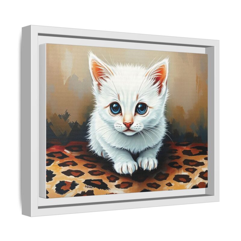 Canvas Print - White Kitten on Leopard Print Surface Wall Art - Image 47