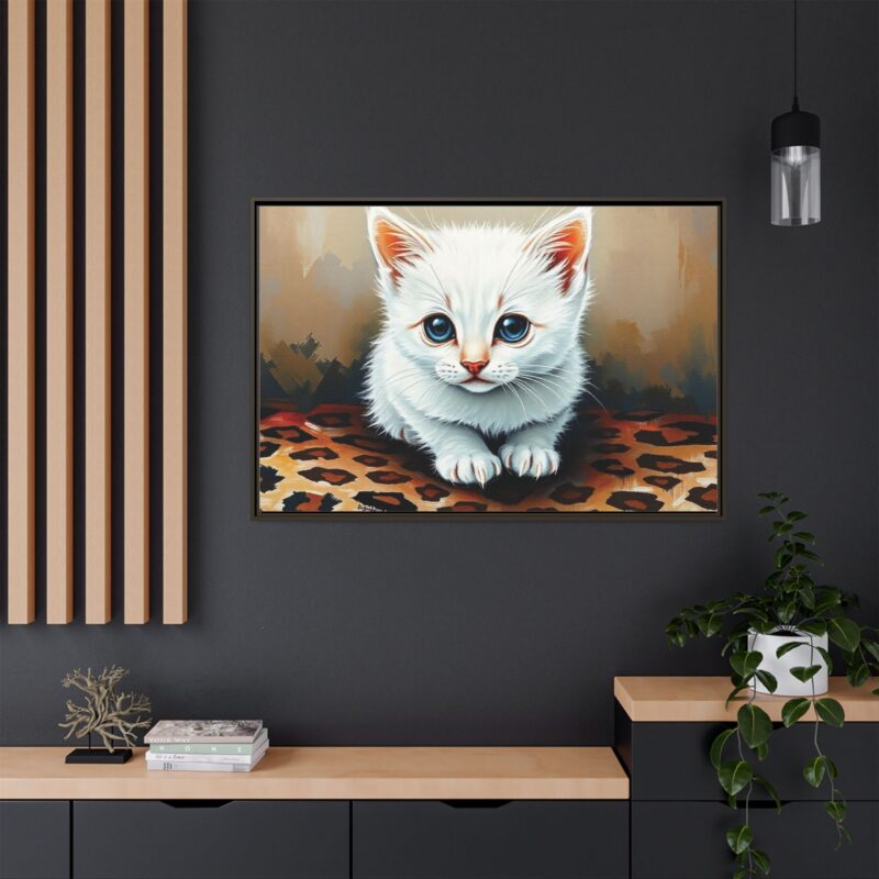 Canvas Print - White Kitten on Leopard Print Surface Wall Art - Image 113