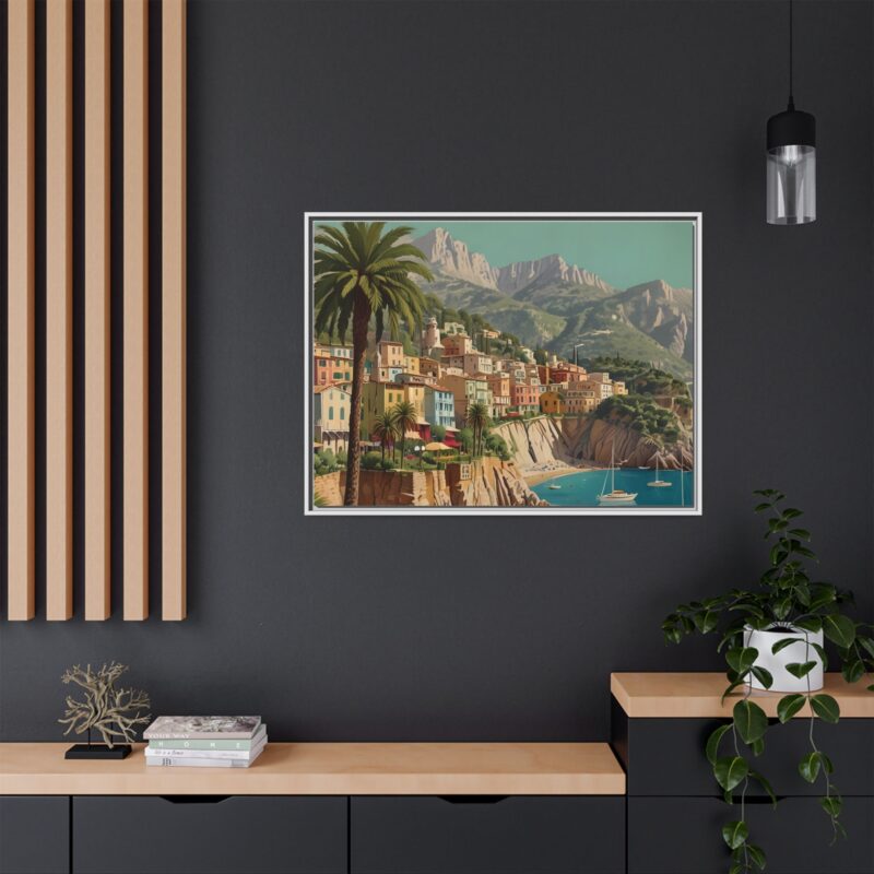 Canvas art of Sun-Drenched Italian Riviera Poster with Sailboats and Palm Trees - Image 112
