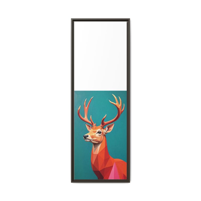 Canvas Art - Low-Poly Deer in Orange, Red, and Pink on Teal Blue Background - Image 102