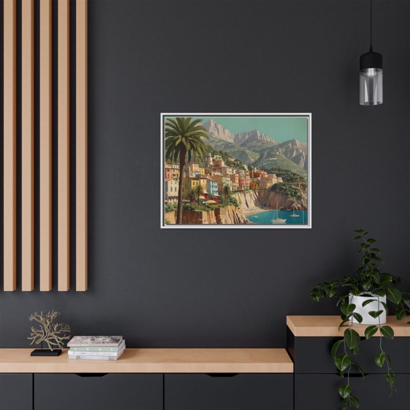 Canvas art of Sun-Drenched Italian Riviera Poster with Sailboats and Palm Trees - Image 94