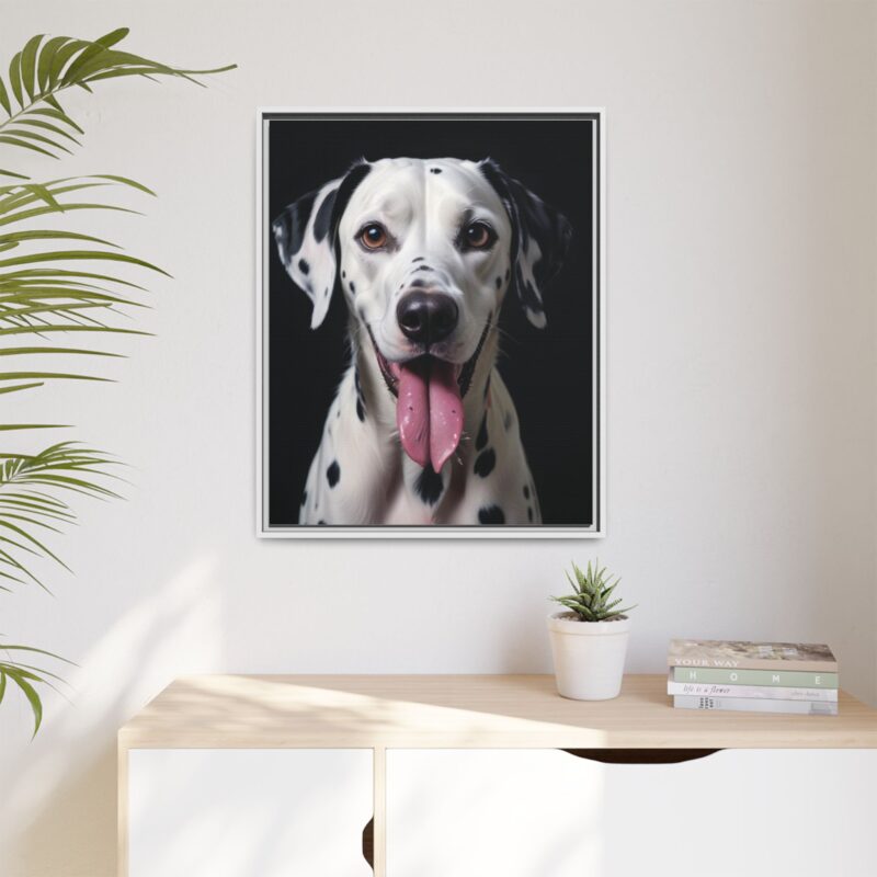 Canvas Art print features a detailed oil painting of a Dalmatian dog with a playful pink tongue sticking out - Image 96