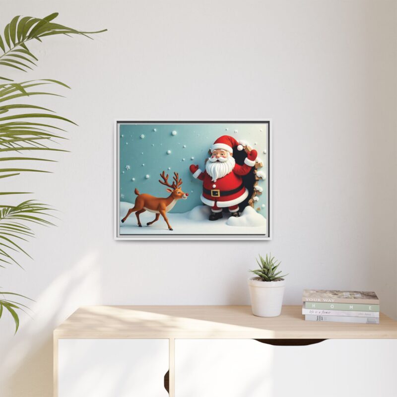 Canvas Wall Art 3D Santa Claus & Reindeer Illusion - Image 76