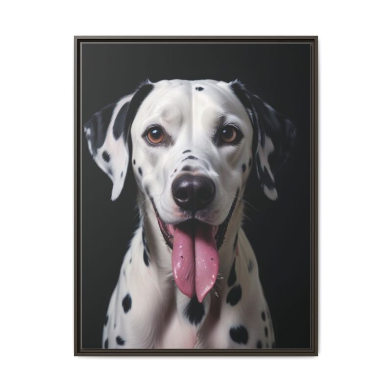 Canvas Art print features a detailed oil painting of a Dalmatian dog with a playful pink tongue sticking out - Image 82