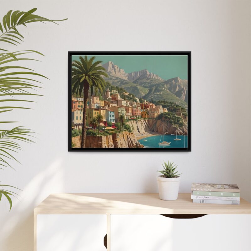 Canvas art of Sun-Drenched Italian Riviera Poster with Sailboats and Palm Trees - Image 121