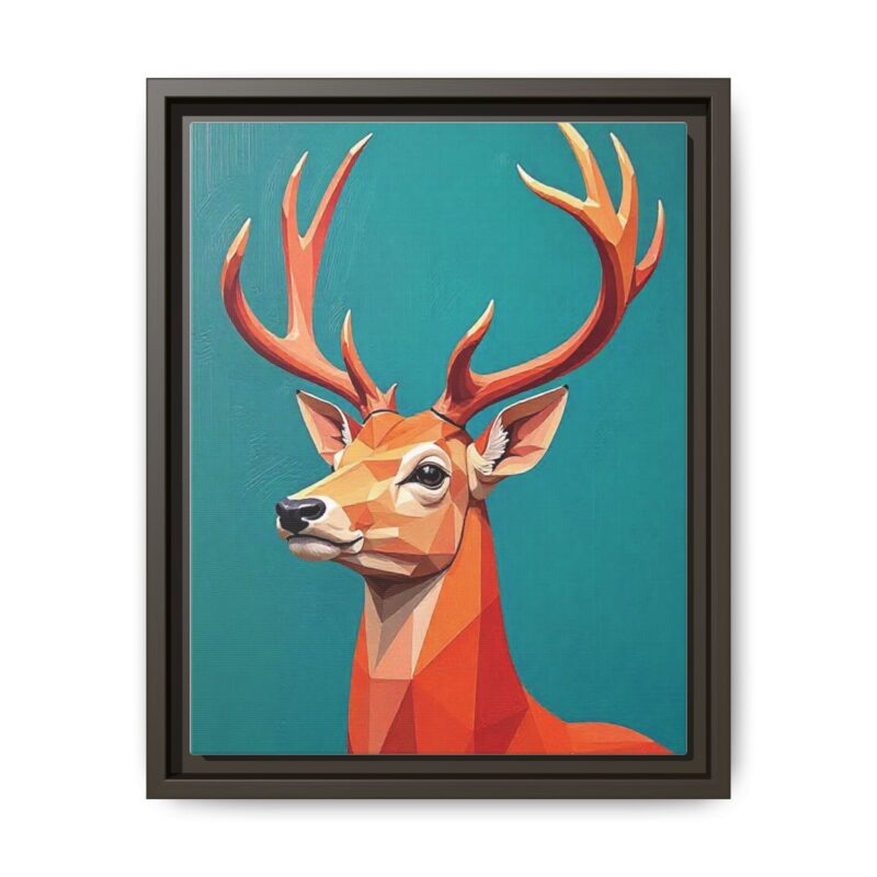 Canvas Art - Low-Poly Deer in Orange, Red, and Pink on Teal Blue Background - Image 38