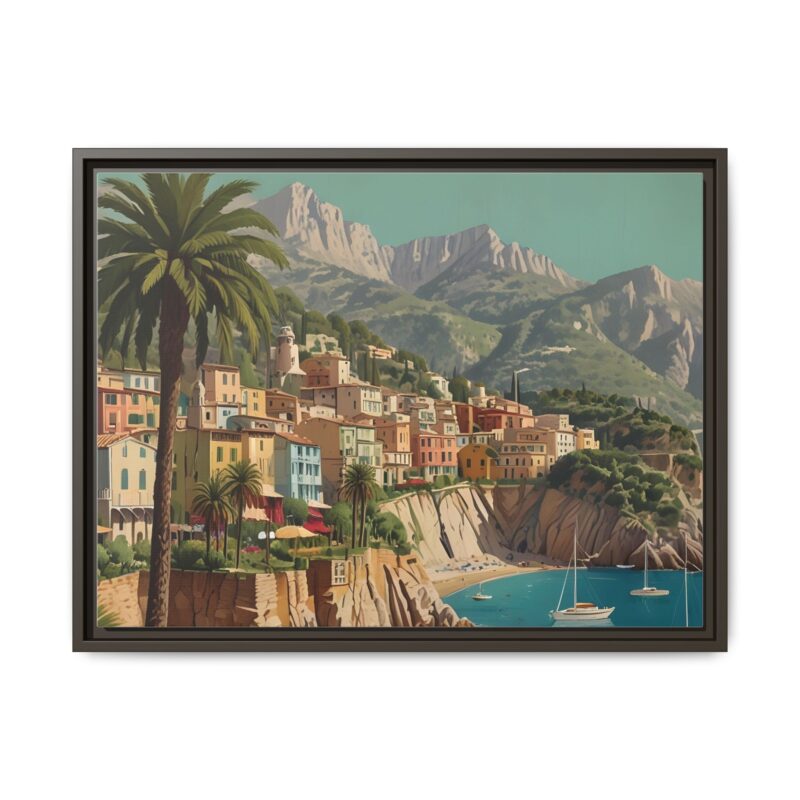 Canvas art of Sun-Drenched Italian Riviera Poster with Sailboats and Palm Trees - Image 74