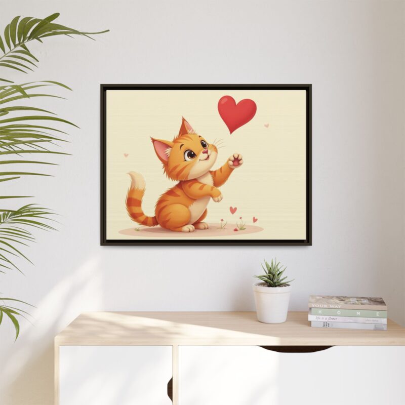 Canvas Print Wall Art - Cartoon Cat Paw Reaching Heart - Image 71