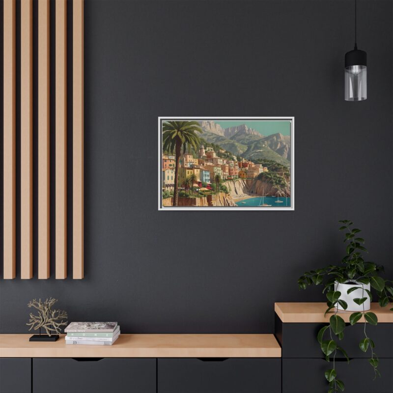 Canvas art of Sun-Drenched Italian Riviera Poster with Sailboats and Palm Trees - Image 88