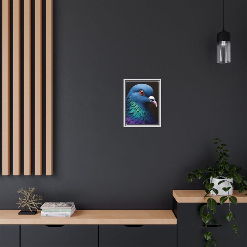Canvas Print featuring a close-up portrait of a colorful pigeon - Image 56