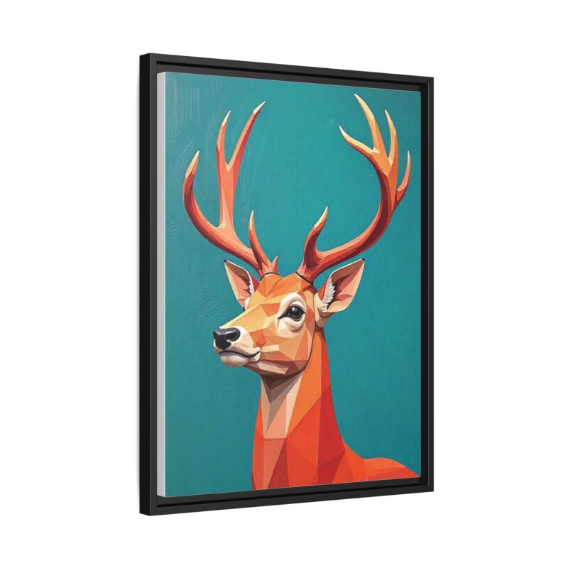 Canvas Art - Low-Poly Deer in Orange, Red, and Pink on Teal Blue Background - Image 23