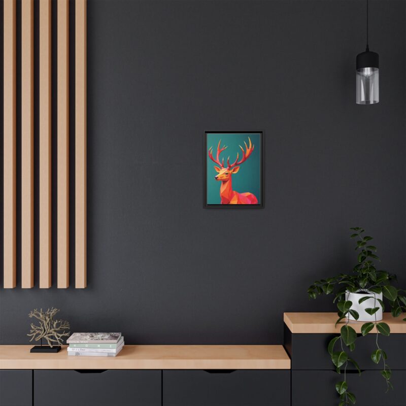 Canvas Art Print - Low-Poly Deer in Warm Tones on Teal Blue Background - Image 16