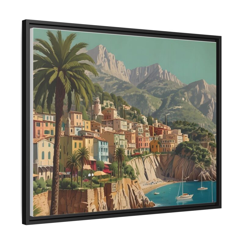 Canvas art of Sun-Drenched Italian Riviera Poster with Sailboats and Palm Trees - Image 123