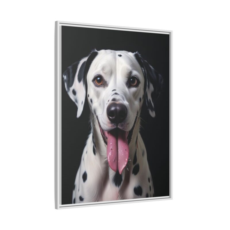 Canvas Art print features a detailed oil painting of a Dalmatian dog with a playful pink tongue sticking out - Image 87