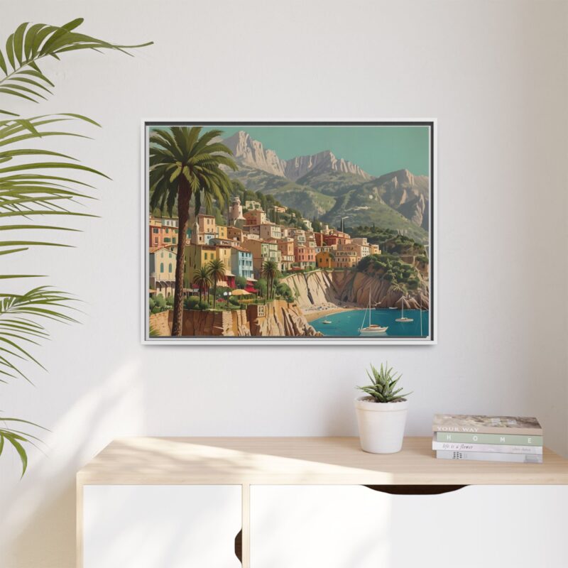 Canvas art of Sun-Drenched Italian Riviera Poster with Sailboats and Palm Trees - Image 92