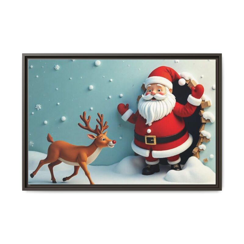 Canvas Wall Art 3D Santa Claus & Reindeer Illusion - Image 78