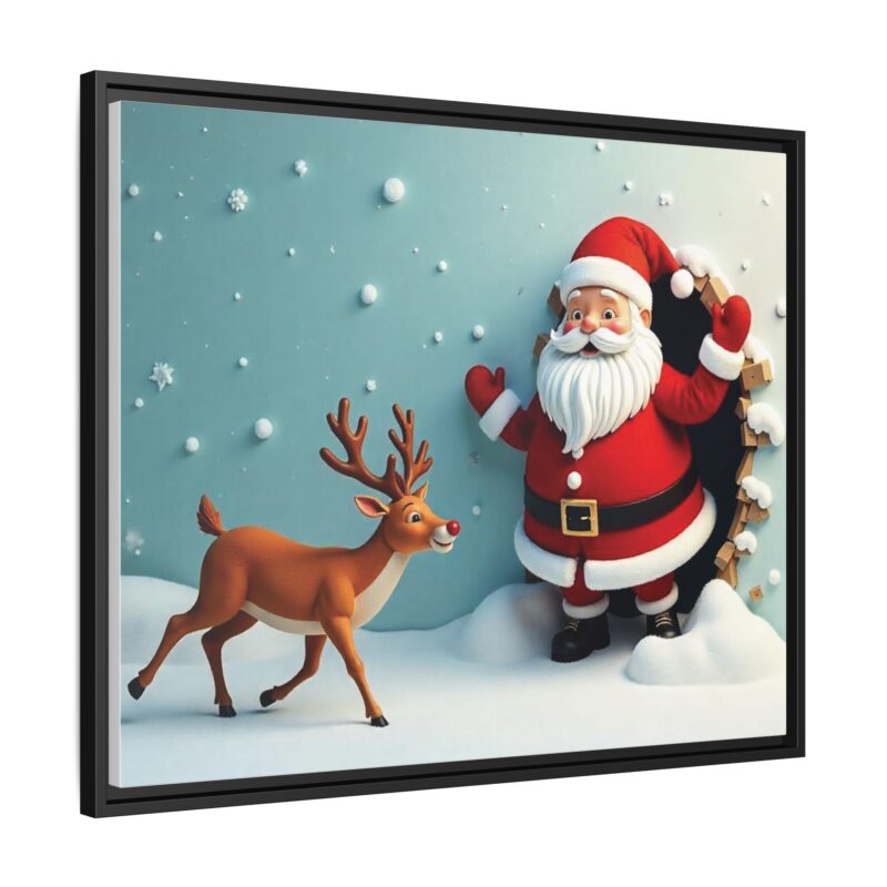 Canvas Wall Art 3D Santa Claus & Reindeer Illusion - Image 111