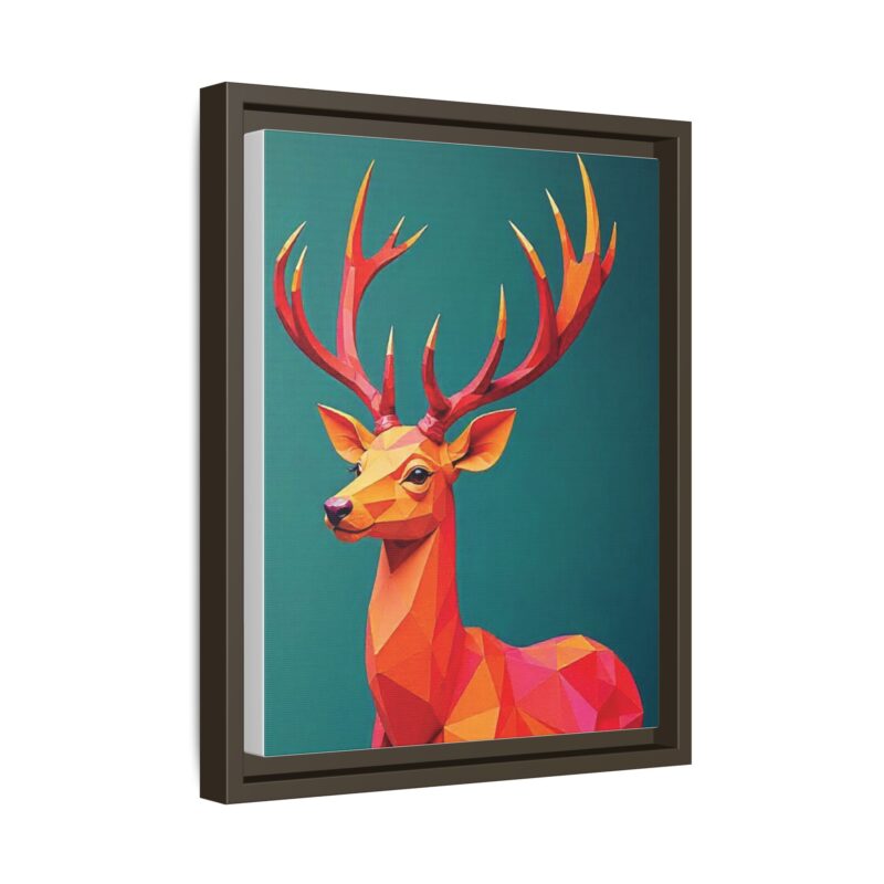 Canvas Art Print - Low-Poly Deer in Warm Tones on Teal Blue Background - Image 38