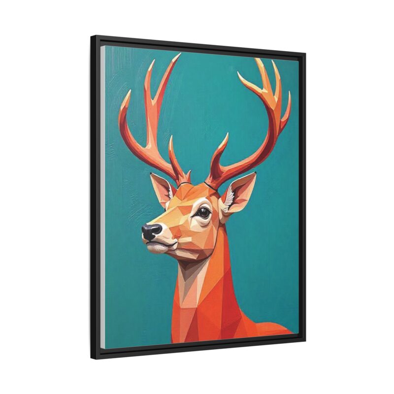 Canvas Art - Low-Poly Deer in Orange, Red, and Pink on Teal Blue Background - Image 87