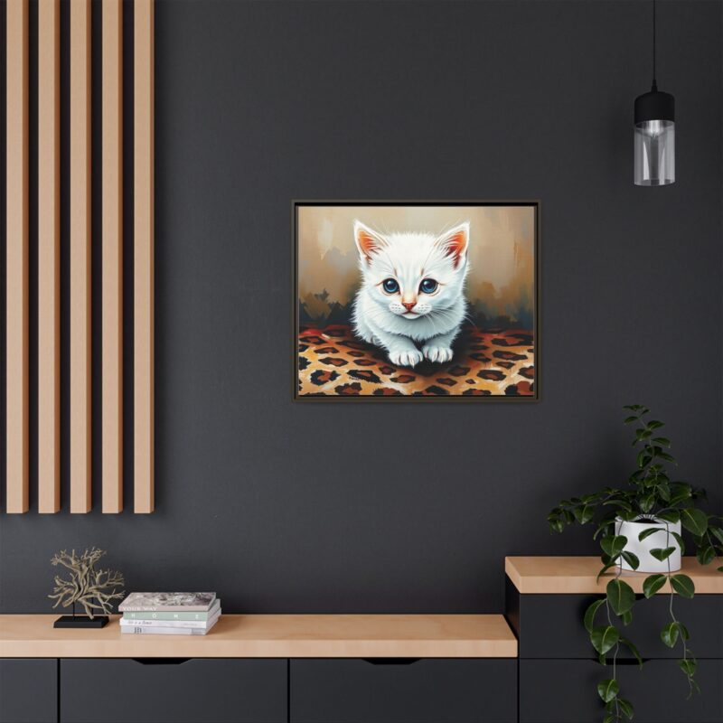 Canvas Print - White Kitten on Leopard Print Surface Wall Art - Image 125