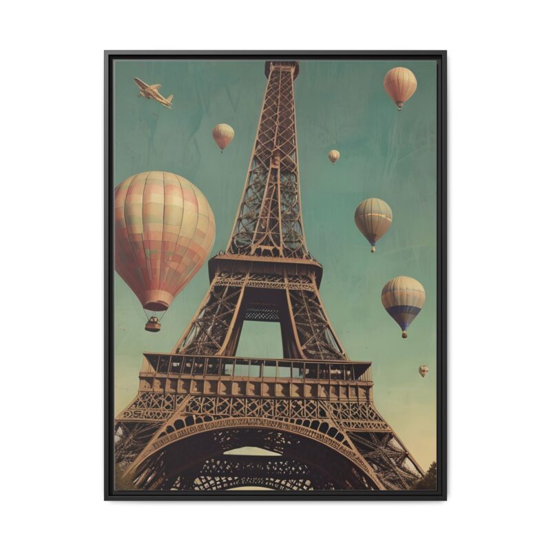 Vintage Paris Travel Canvas art with Hot Air Balloons and Street Lamps - Image 38