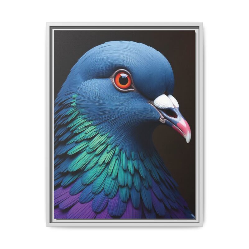Canvas Print featuring a close-up portrait of a colorful pigeon - Image 70