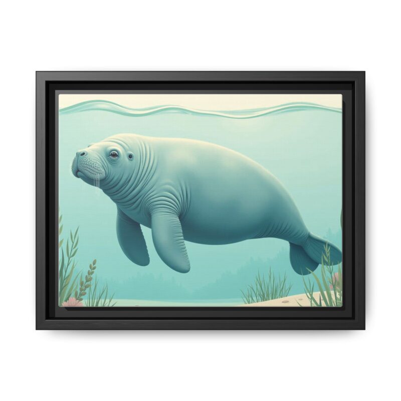Gentle Giant Florida canvas prints featuring a peaceful manatee swimming through the water. - Image 5