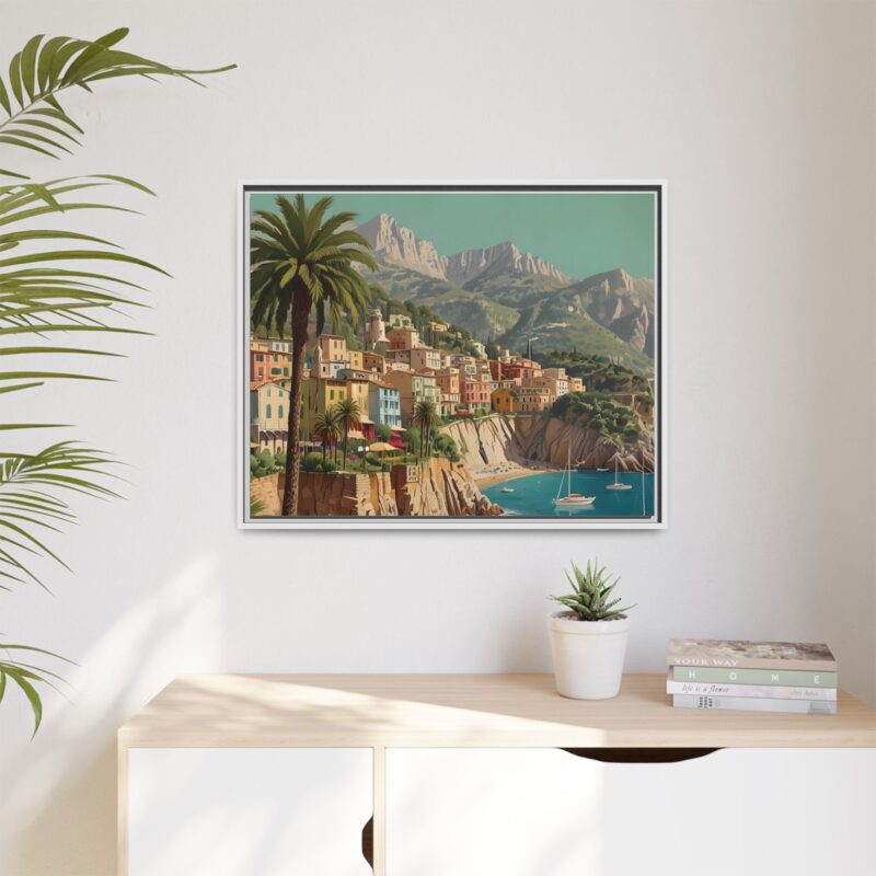 Canvas art of Sun-Drenched Italian Riviera Poster with Sailboats and Palm Trees - Image 129