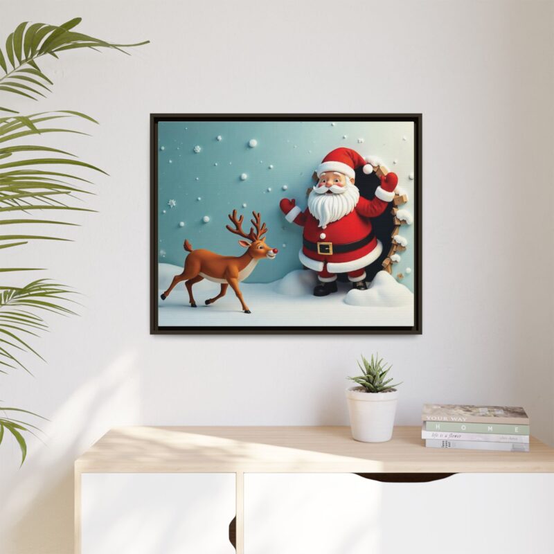 Canvas Wall Art 3D Santa Claus & Reindeer Illusion - Image 116