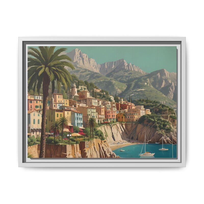Canvas art of Sun-Drenched Italian Riviera Poster with Sailboats and Palm Trees - Image 62