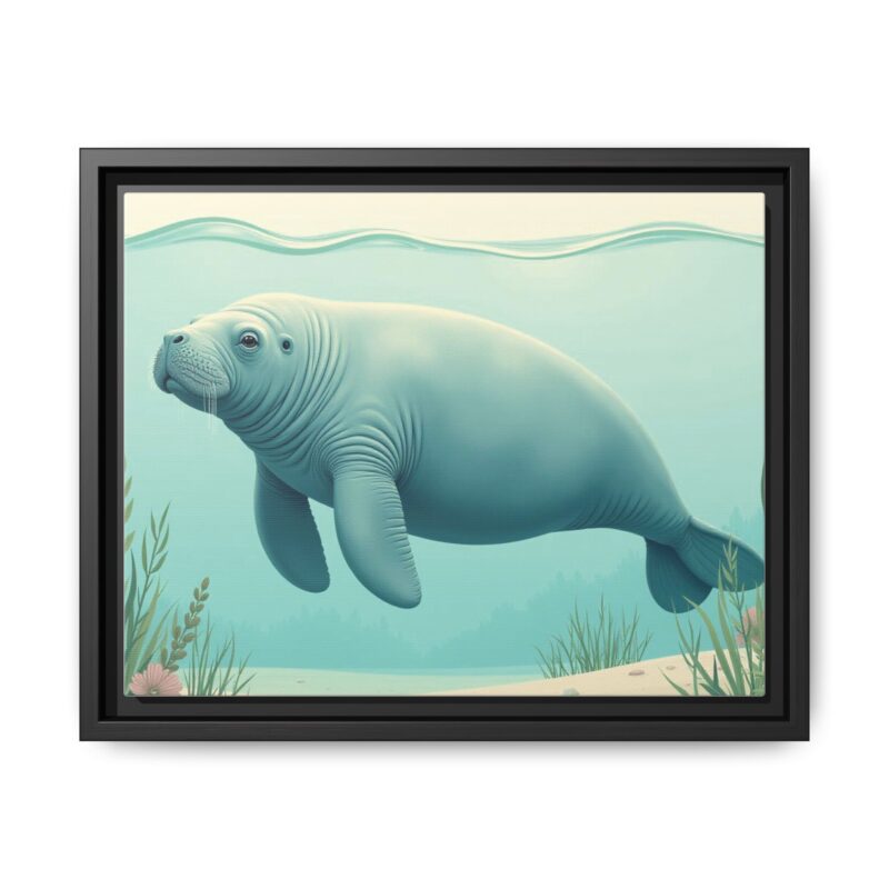 Gentle Giant Florida canvas prints featuring a peaceful manatee swimming through the water. - Image 9